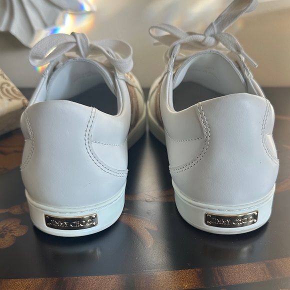 Jimmy Choo White Sneakers with Gold Details - Picture 5 of 6